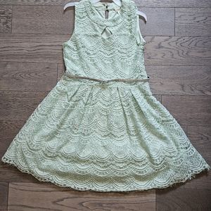 Mint green lace summer dress with belt